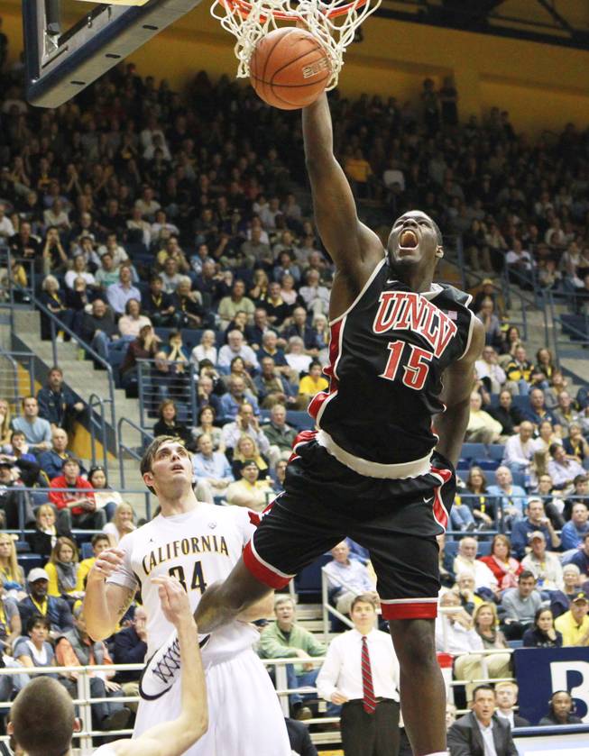 UNLV forward Anthony Bennett dunks on Cal during the second half of their game Sunday, Dec. 9, 2012 at Haas Pavilion in Berkeley, Calif. UNLV won 76-75.