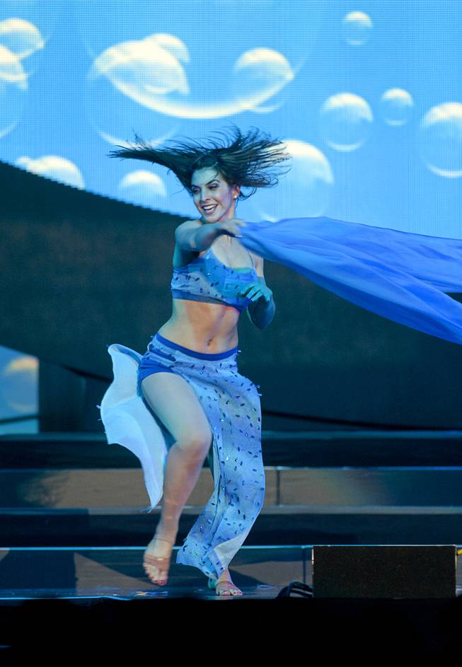 Jenny Annon dances during a dress rehearsal for Inspiring Our World show at the Mandalay Bay Events Center Saturday, Dec. 15, 2012.