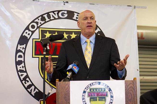 Rich Marotta, founder and CEO of the newly-established Nevada Boxing Hall of Fame (NVBHOF), announces the NVBHOF's inaugural class of inductees during a news conference at the Richard Steele Boxing Club in North Las Vegas Wednesday, Dec. 19, 2012. Induction will take place in 2013.