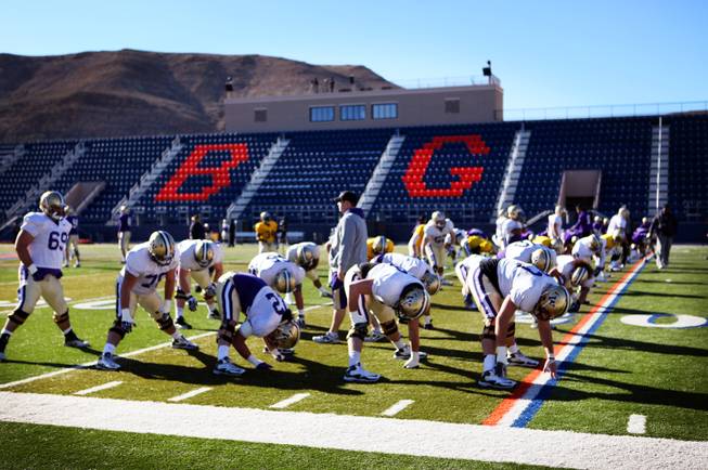 The Washington football team practices at Bishop Gorman High School in Las Vegas on Wednesday, December 19, 2012. Washington is preparing to face Boise State in Saturday's Maaco Bowl Las Vegas