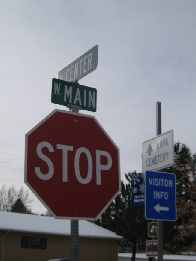 A stop sign -- make that, THE stop sign -- in Lava Hot Springs, Idaho, Saturday, Dec. 22, 2012.