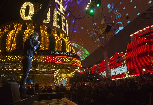Jizzy Pearl performs during the New Years Eve party at the Fremont Street Experience Monday, Dec. 31, 2012.