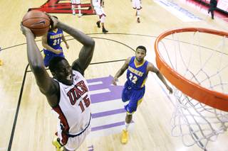 UNLV forward Anthony Bennett sails in for a dunk against Cal State Bakersfield during their game Saturday, Jan. 5, 2013, at the Thomas & Mack Center. UNLV won the game 84-63.