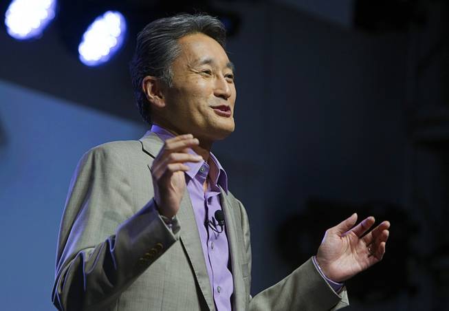 Kazuo Hirai, president and CEO of Sony Corporation, speaks during a Sony news conference at the 2013 International CES in the Las Vegas Convention Center Monday, January 7, 2013.