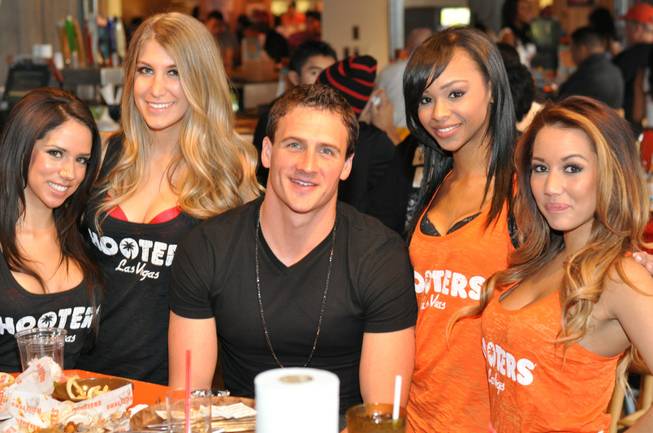 Ryan Lochte and Hooters Girls at Hooters Casino Hotel.