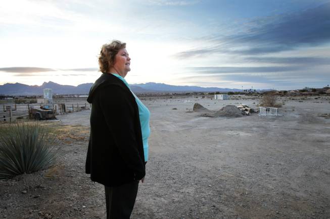 CEO Kelly DeGuzman looks out towards land that will be developed as part of New Vista Ranch in Las Vegas on Monday, January 7, 2013.