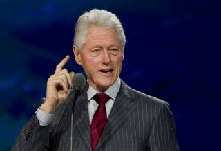 Former President Bill Clinton speaks during a Samsung keynote address at the 2013 International CES on Wednesday, Jan. 9, 2013.