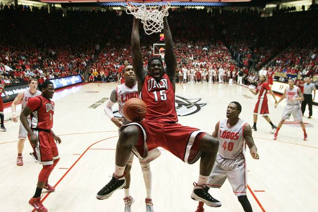 UNLV forward Anthony Bennett dunks on New Mexico during their game Wednesday, Jan. 9, 2013 at The Pit in Albuquerque. New Mexico won the game 65-60.