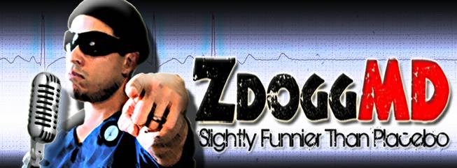 The logo from Zubin Damania's website, ZDoggMD.com, where he produced videos to demystify and make more tangible medicine