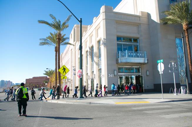 4th and 5th graders from schools all over the valley arrive at The Smith Center to watch the Las Vegas Philharmonic Youth Concert Series, Friday, Jan. 11, 2013.