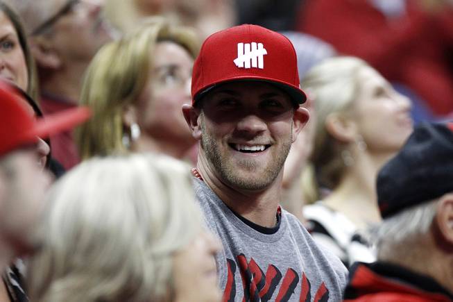 Washington Nationals baseball player Bryce Harper takes in the UNLV vs. Air Force game Saturday, Jan. 12, 2013 at the Thomas & Mack. UNLV won in overtime, 76-71.