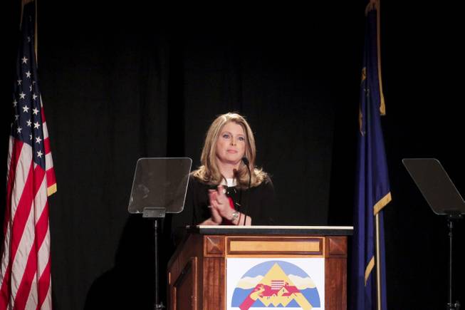 North Las Vegas Mayor Shari Buck gives the State of the City address, Tuesday, Jan. 15, 2012. 