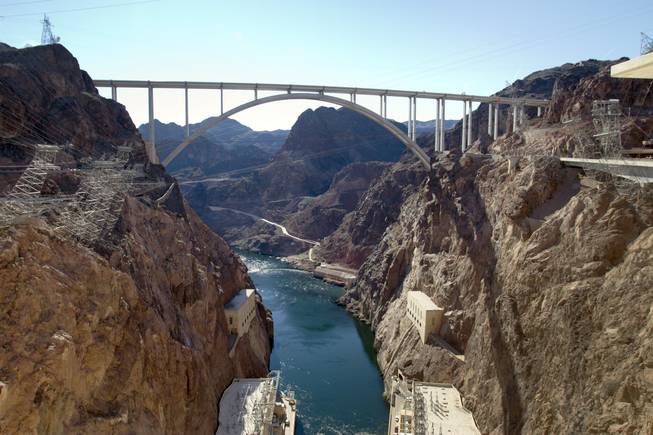 A view of the Mike O'Callaghan-Pat Tillman Memorial Bridge as seen from the Hoover Dam Wednesday, January 16, 2013.