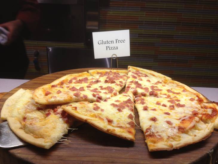 Pizza is one of the many gluten free foods on the menu of the Aria Buffet after renovations on Jan. 11, 2013.