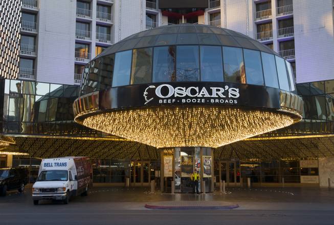 An sign advertises Oscar's restaurant at the Plaza casino in downtown Las Vegas, Sunday, Jan. 20, 2013.