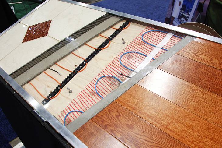 A radiant heating system for floors is seen at the NAHB International Builders' Show Wednesday, Jan. 23, 2013 at the Las Vegas Convention Center.