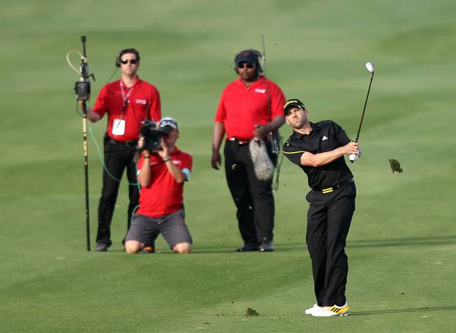 Sergio Garcia, shown playing a shot during the final round of the Qatar Masters Golf Tournament in the capital Doha, Qatar, Saturday, Jan. 26, 2013, is featured in a prop bet at LVH for Sunday's Super Bowl. Gamblers can wager if his fourth round score Sunday at the Omega Dubai Desert Classic is more or less than receiving yards by Torrey Smith of the Baltimore Ravens