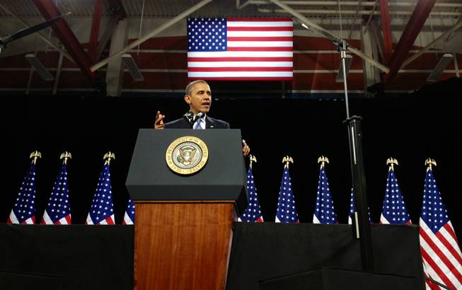 President Obama speaking at Del Sol High School, Tuesday, Jan. 29, 2013.