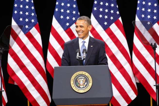 President Obama speaks at Del Sol High School, Tuesday. Jan. 29, 2013.