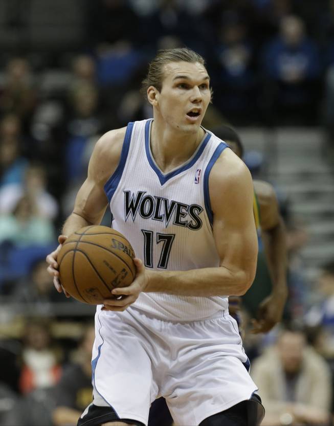 Minnesota Timberwolves' Lou Amundson is shown in the second half of an NBA basketball game against the New Orleans Hornets on Saturday, Feb. 2, 2013 in Minneapolis. The Timberwolves won 115-86. 