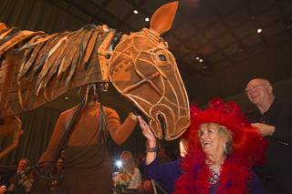 Mary Stopa gets a close-up look at Joey, the puppet horse from 