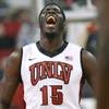 UNLV forward Anthony Bennett reacts after a dunk against New Mexico Saturday, Feb. 9, 2013, at the Thomas & Mack Center. UNLV won 64-55.