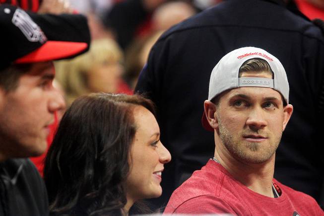 Las Vegas native and current Washington Nationals baseball player Bryce Harper and his girlfriend Kayla Varner watch UNLV take on New Mexico on Saturday, Feb. 9, 2013, at the Thomas & Mack Center. UNLV defeated New Mexico 64-55.