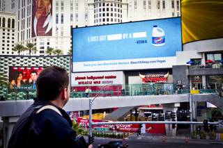 Clorox rolled out their new interactive ad campaign currently showing on LED boards and on taxi cabs on the Strip. (Courtesy of Clorox)