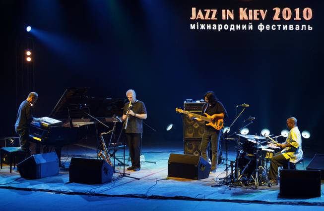 The jazz group Yellowjackets of USA performs at the jazz festival in Kiev, Ukraine, Friday, Oct. 29, 2010. 