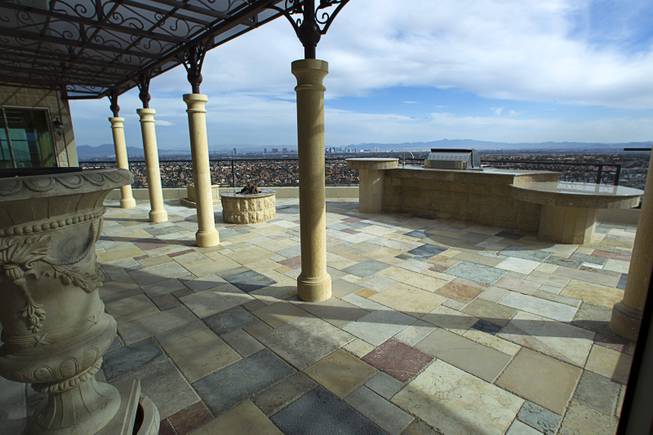 The patio of a penthouse is shown at One Queensridge ...