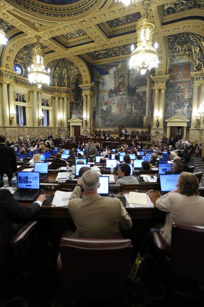 Members of the Pennsylvania House of Representatives meet to work on the state budget, Friday,  June 29, 2012 in Harrisburg, Pa. 