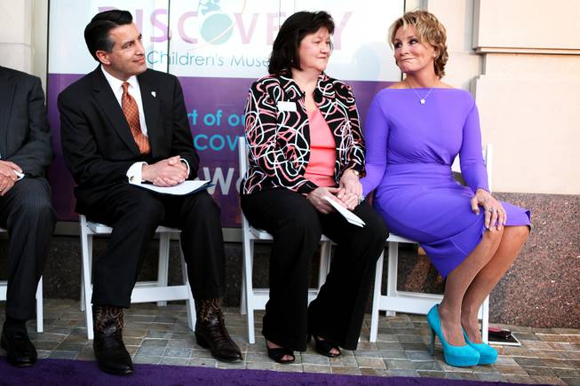 Governor Brian Sandoval, from left, CEO Linda Quinn and board of trustees chairman Judy Cebulko sit together during the donor ceremony and celebration at the new Discovery Children's Museum located in Symphony Park in Las Vegas on Friday, March 1, 2013.