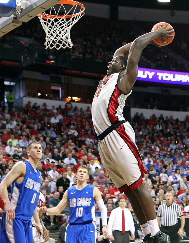 UNLV forward Anthony Bennett dunks on Air Force during their Mountain West Conference Tournament game Wednesday, March 13, 2013 at the Thomas & Mack. UNLV won 72-56 and will face the winner of the Fresno State vs. Colorado State on Friday.