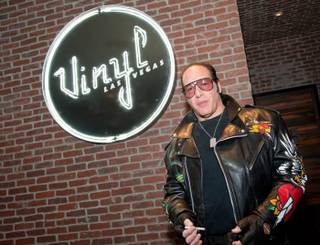 A memorabilia display for Andrew Dice Clay is unveiled at The Hard Rock Hotel in Las Vegas on Tuesday, March 12, 2013.