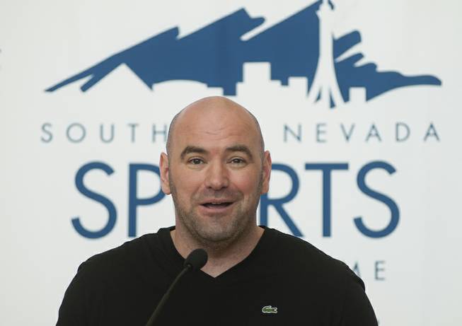UFC President Dana White speaks to members of the media during a press conference at City Hall to announce his induction into the Southern Nevada Sports Hall of Fame, Tuesday, Mar. 19, 2013.
