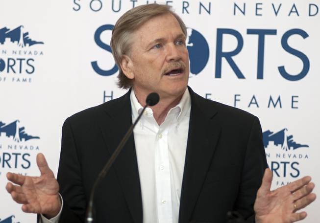 Las Vegas Events President Pat Christenson speaks during a press conference announcing his induction into the Southern Nevada Sports Hall of Fame on Tuesday, March 19, 2013.