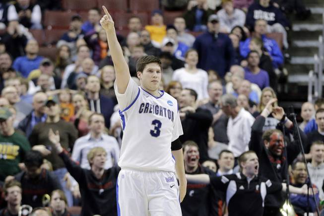 Creighton's Doug McDermott reacts after a Cincinnati turnover in the final minute of the second half of a second-round game at the NCAA college basketball tournament, Friday, March 22, 2013, in Philadelphia. Creighton won 67-63.