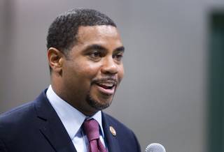 Rep. Steven Horsford, D-Nev., responds to a question during a town hall meeting at the Cora Coleman Senior Center in Las Vegas on Thursday, March 28, 2013. 