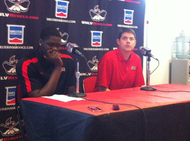 UNLV's Anthony Bennett, left, with coach Dave Rice announced Monday that he is leaving for the NBA Draft.
