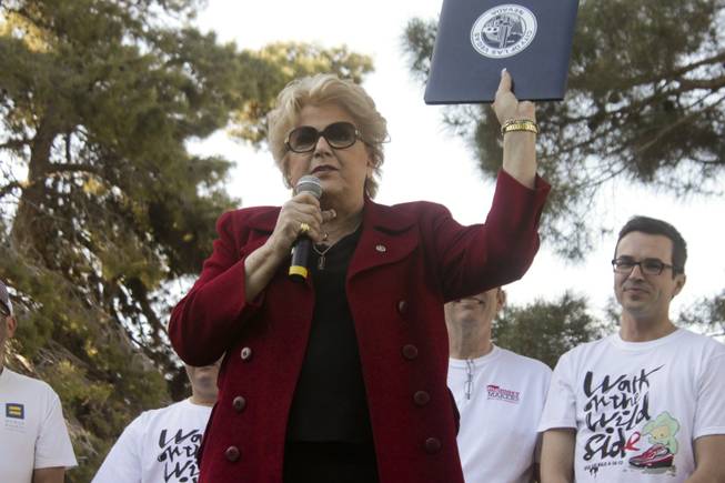 Las Vegas Mayor Carolyn Goodman proclaims April 13 as Aids Walk Day during the 2013 Aids Walk event held at UNLV, Sunday, April 13, 2013.