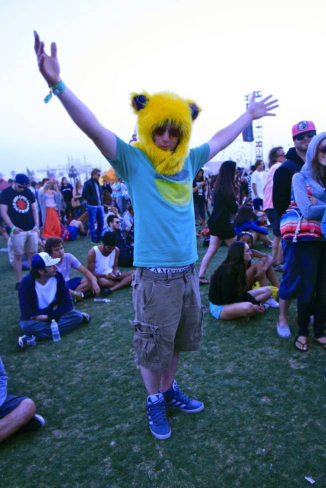 Music fans show off their festival fashions at Weekend 1 of the Coachella Valley Music and Arts Festival in Indio, Calif. April 12-14, 2013.
