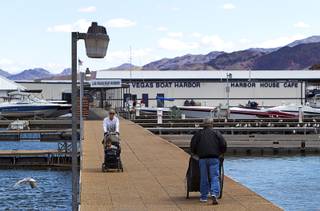 A view of the Las Vegas Boat Harbor at Lake Mead Wednesday, April 17, 2013. American Rivers, Nuestro Rio, Protect the Flows, and the National Young Farmers Coalition held a news conference at the marina to announce the Colorado River as America's #1 Most Endangered  River of 2013.