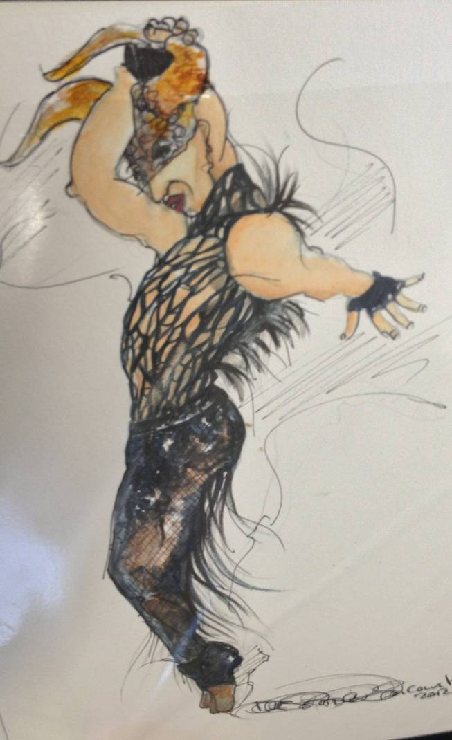 A sketch of one of the Cirque du Soleil costumes. 