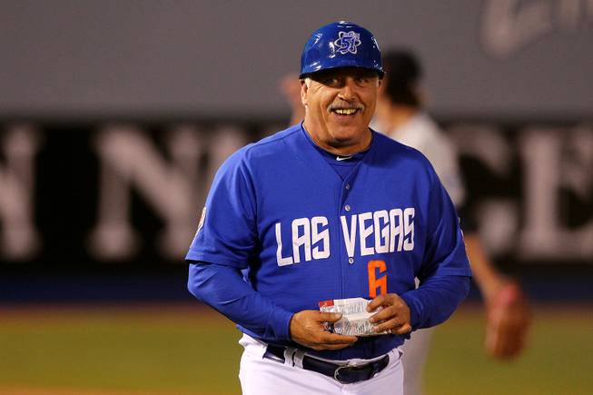 Las Vegas 51's manager Wally Backman smiles during  their game against the Tacoma Rainiers Thursday, April 25, 2013.
