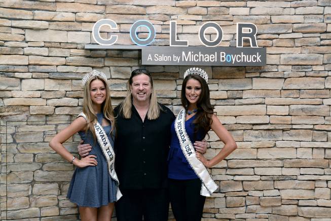 2014 Miss Nevada Teen USA Alexa Taylor, Michael Boychuck and 2014 Miss Nevada USA Nia Sanchez at Color in Caesars Palace.