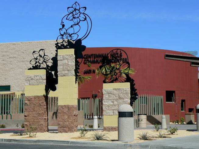 "Bear Poppy," by Jeff Fulmer-Three hand cut metal silhouettes greets visitors at the front entrance of Centennial Hills Leisure Center located in northwest Las Vegas.