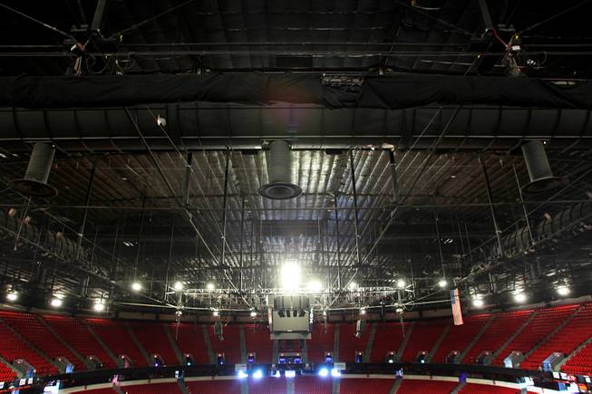 Vents for the air handlers extend down from the ceiling of the Thomas & Mack Center Tuesday, April 30, 2013.