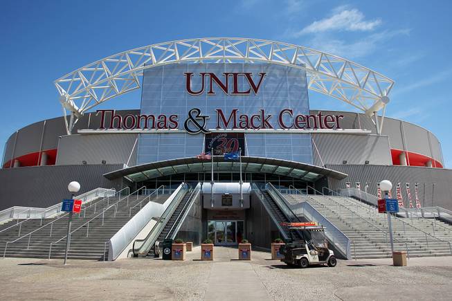 The front exterior of the Thomas & Mack Center Tuesday, April 30, 2013.