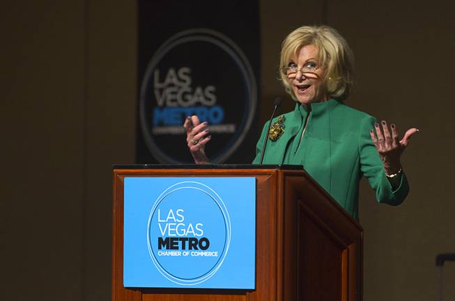 Elaine Wynn speaks during a Las Vegas Metro Chamber of Commerce Business Power Luncheon at the Rio Wednesday, May 8, 2013.