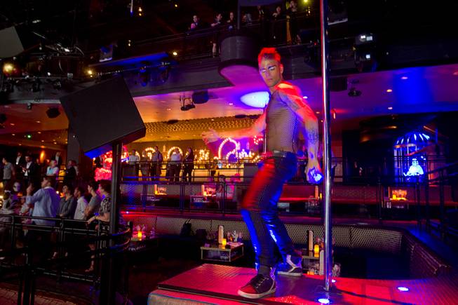 A Cirque du Soleil performer dances at the Light nightclub at Mandalay Bay Thursday, May 23, 2013. The new 38,000 sq. ft. club is a collaboration by Cirque and The Light Group.